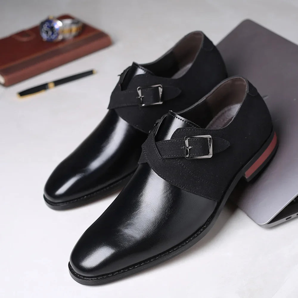 Loafers heren | Suède loafers met gesp en leren afwerking