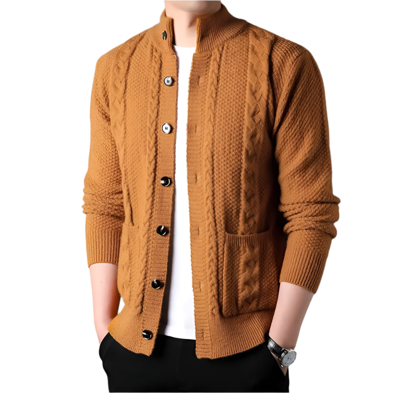 NordicWeave Jacket | Gebreide herenjas met fleece en quilt