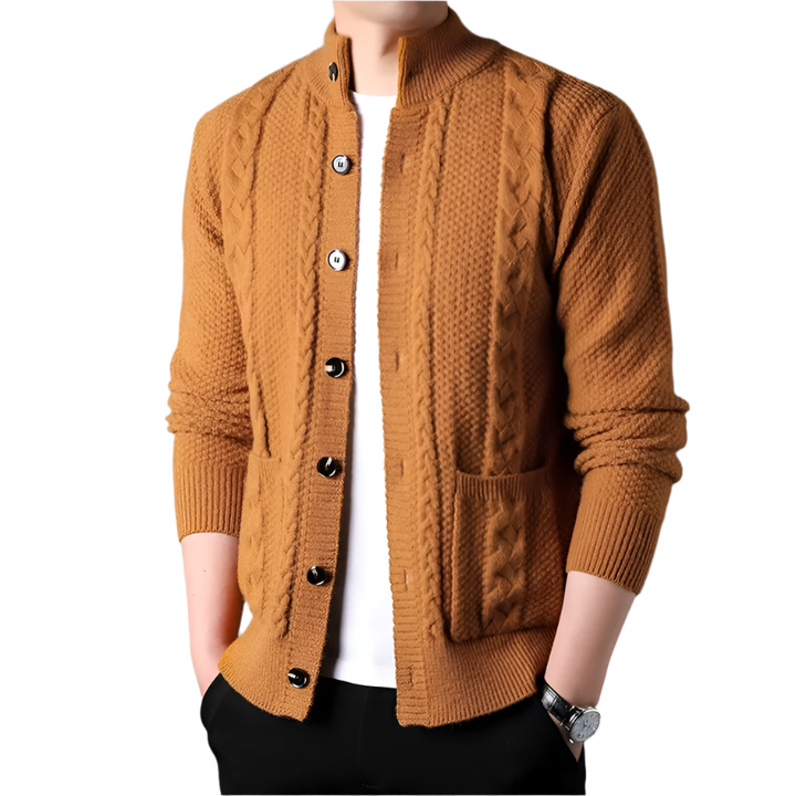 NordicWeave Jacket | Gebreide herenjas met fleece en quilt