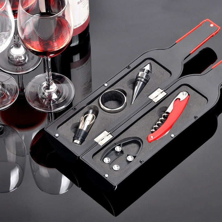 Wijn cadeau set | 5-delige wijnaccessoires in flesvorm