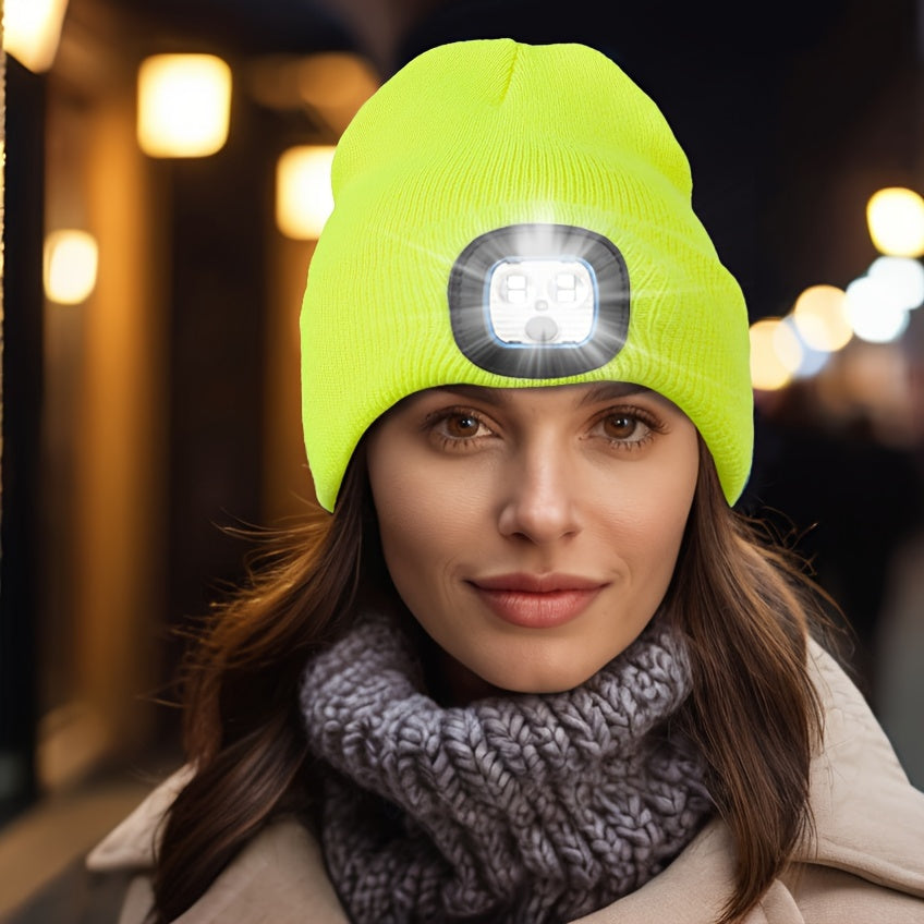 Unisex Wintermuts met Ingebouwde LED Lamp – Oplaadbare Verlichte Beanie voor Buitenactiviteiten