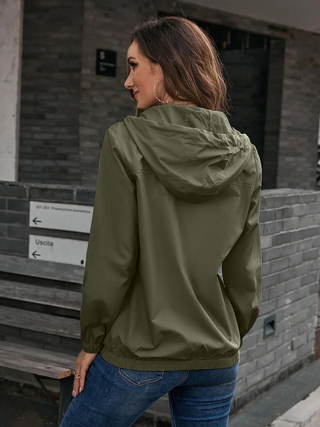 Dames regenjas | Lichtgewicht windproof jas met capuchon en rits
