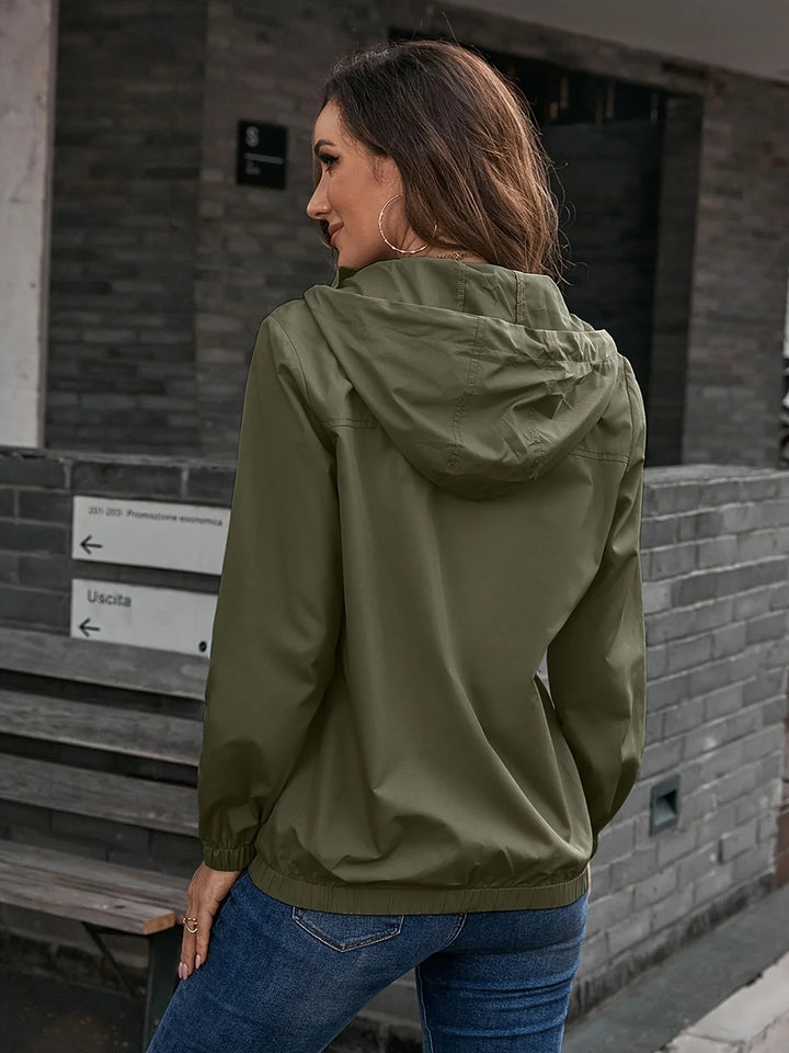 Dames regenjas | Lichtgewicht windproof jas met capuchon en rits