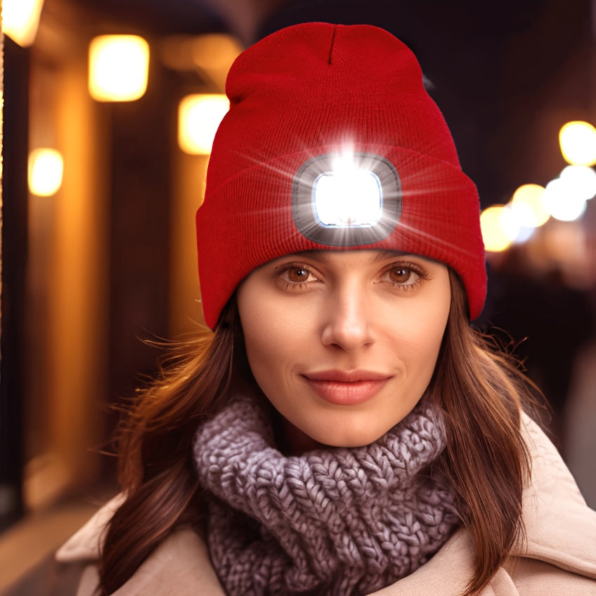 Unisex Wintermuts met Ingebouwde LED Lamp – Oplaadbare Verlichte Beanie voor Buitenactiviteiten