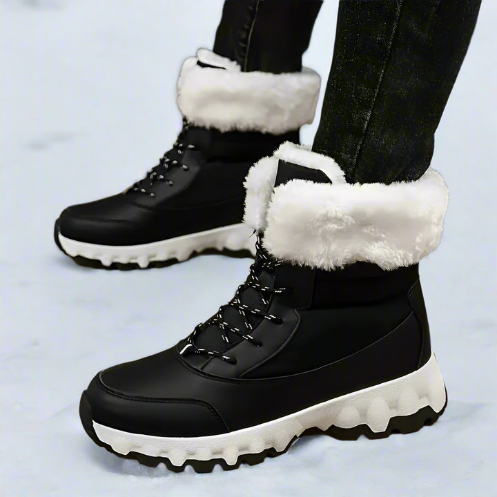 Dames winter boots | Warme gevoerde laarsjes met bont rood