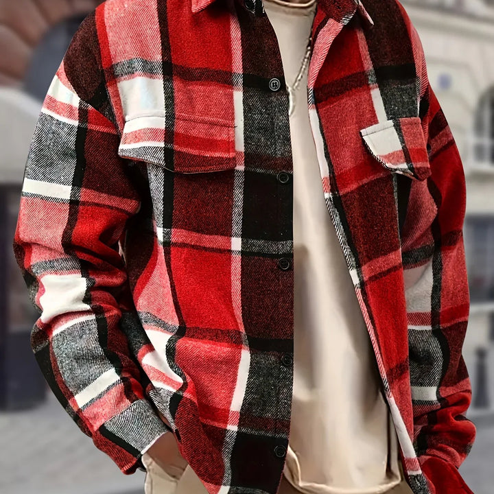 Heren overhemd | Geruit flanel shirt met lange mouw