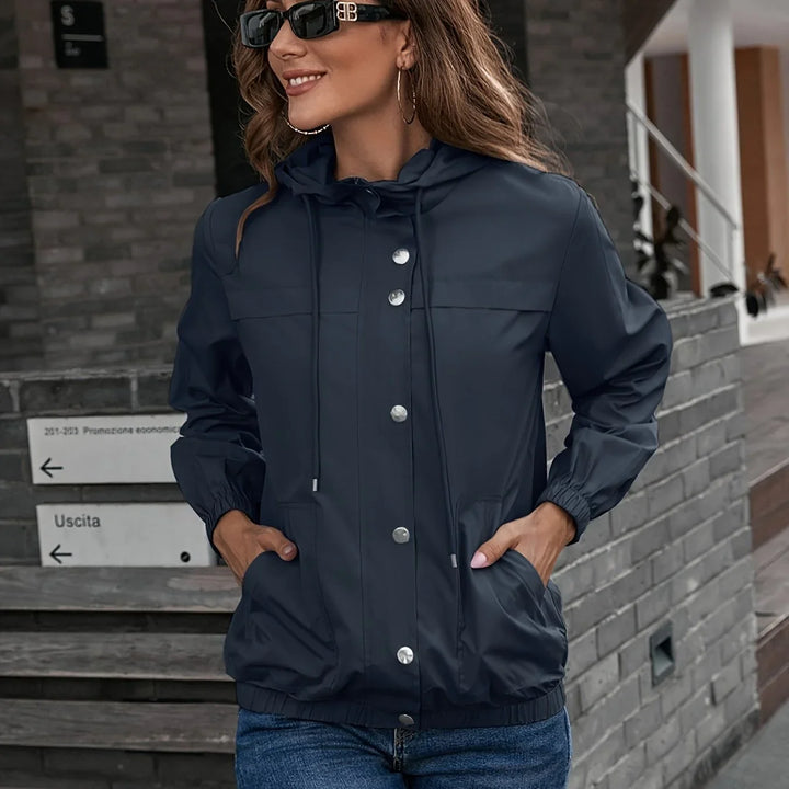 Dames regenjas | Lichtgewicht windproof jas met capuchon en rits