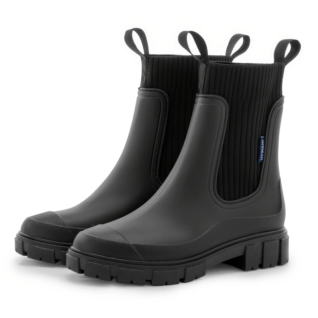 Dames regenlaarzen | Beige chelsea boots met dikke zool