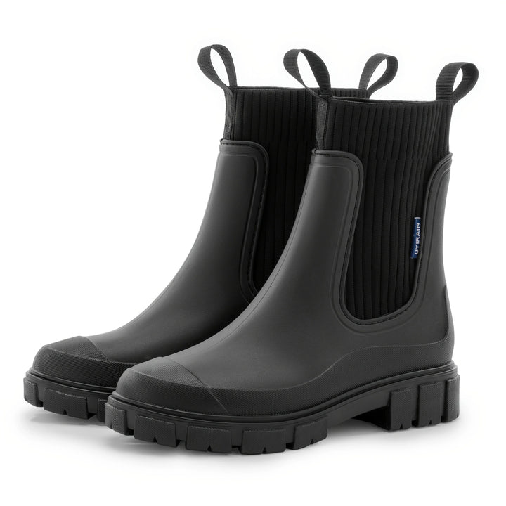 Dames regenlaarzen | Beige chelsea boots met dikke zool