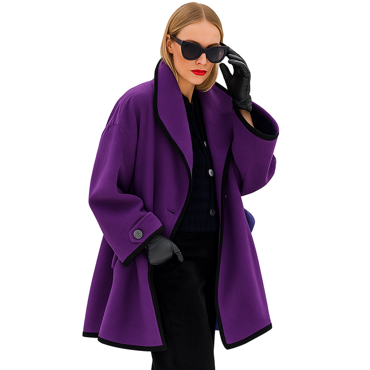 Oversized dames trenchcoat met contrasterende bies