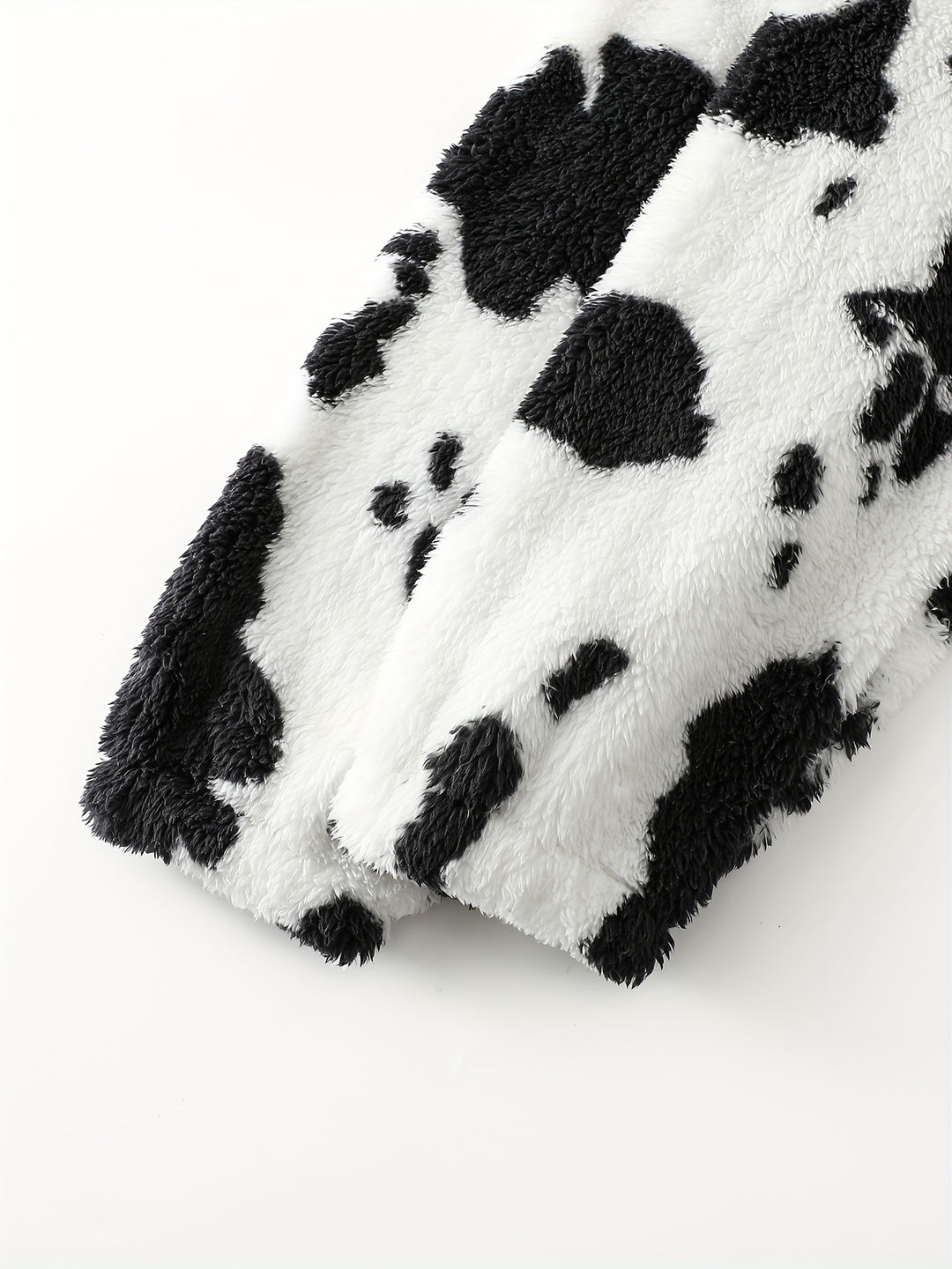 Dames zachte fleece hoodie met koeienprint & capuchon