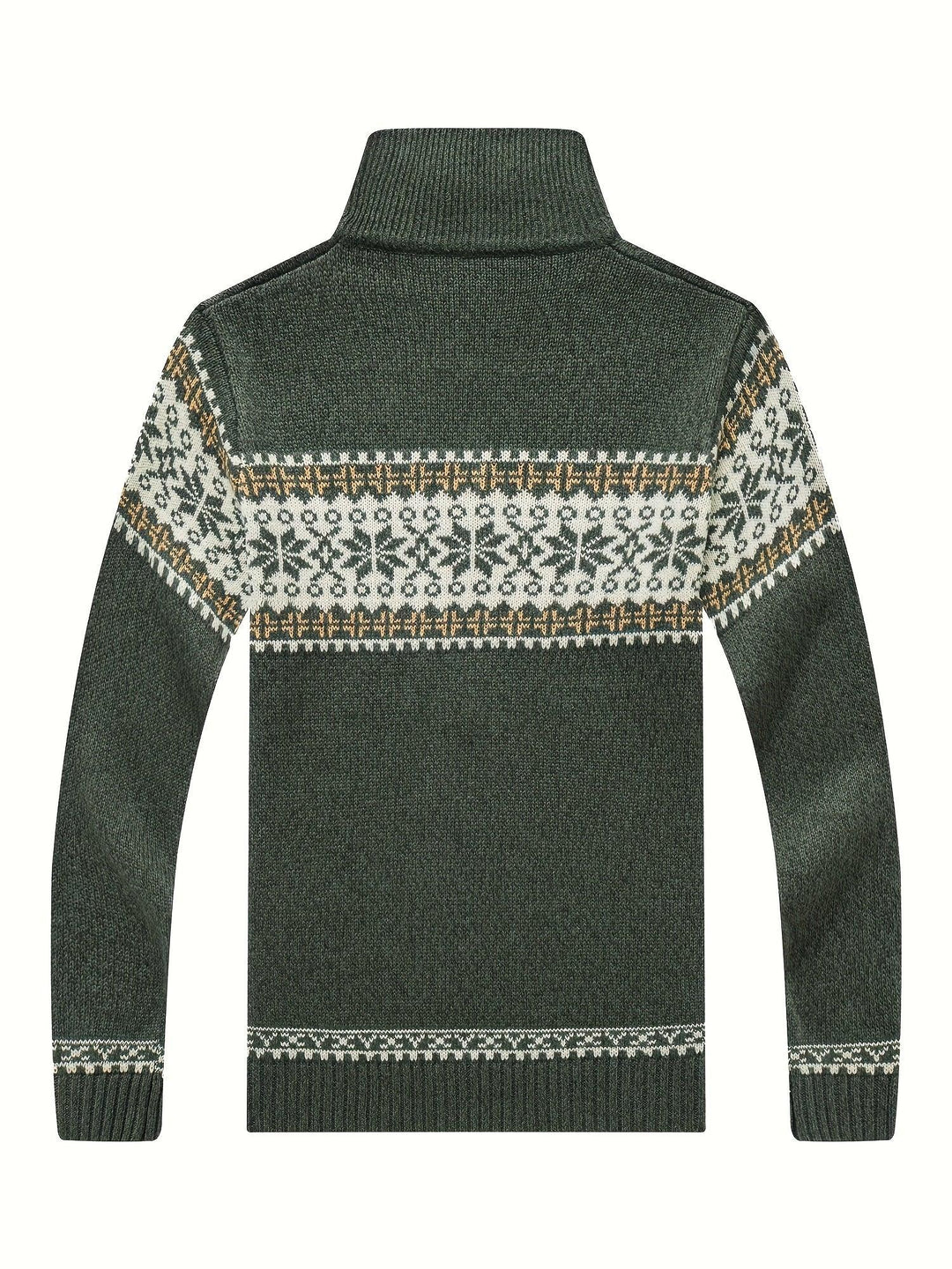 Heren vest | Gebreide cardigan met sneeuwvlok patroon en rits