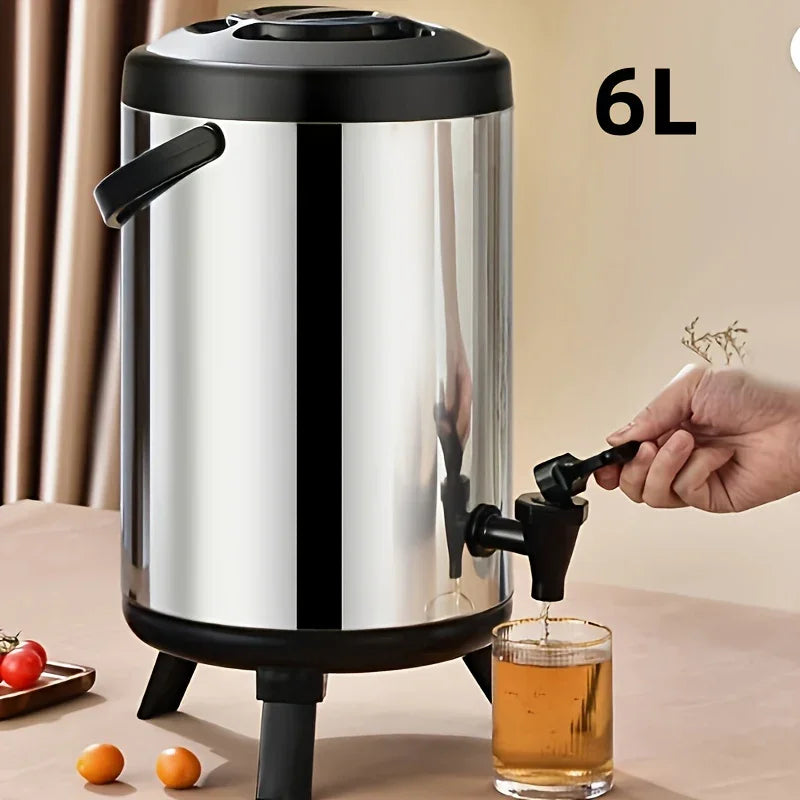 RVS drankdispenser groot | Geïsoleerde tapkan met kraan voor koffie en sap