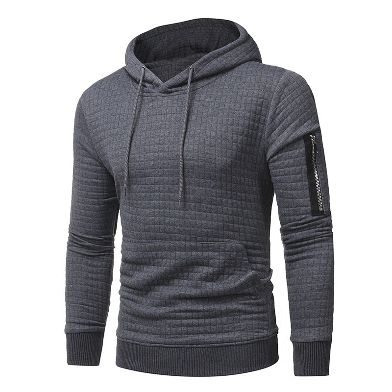 Martin | Heren Hoodie met ruitstructuur en rits op mouw