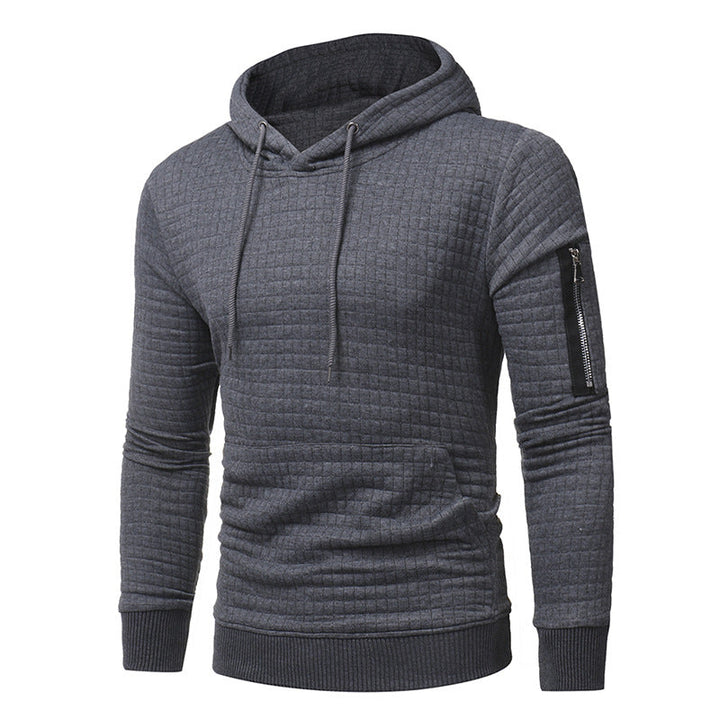 Martin | Heren Hoodie met ruitstructuur en rits op mouw