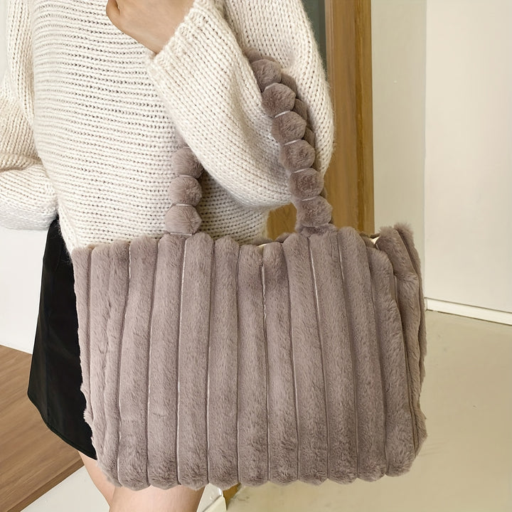 Dames tas | Pluche puffy schoudertas dames met grote capaciteit