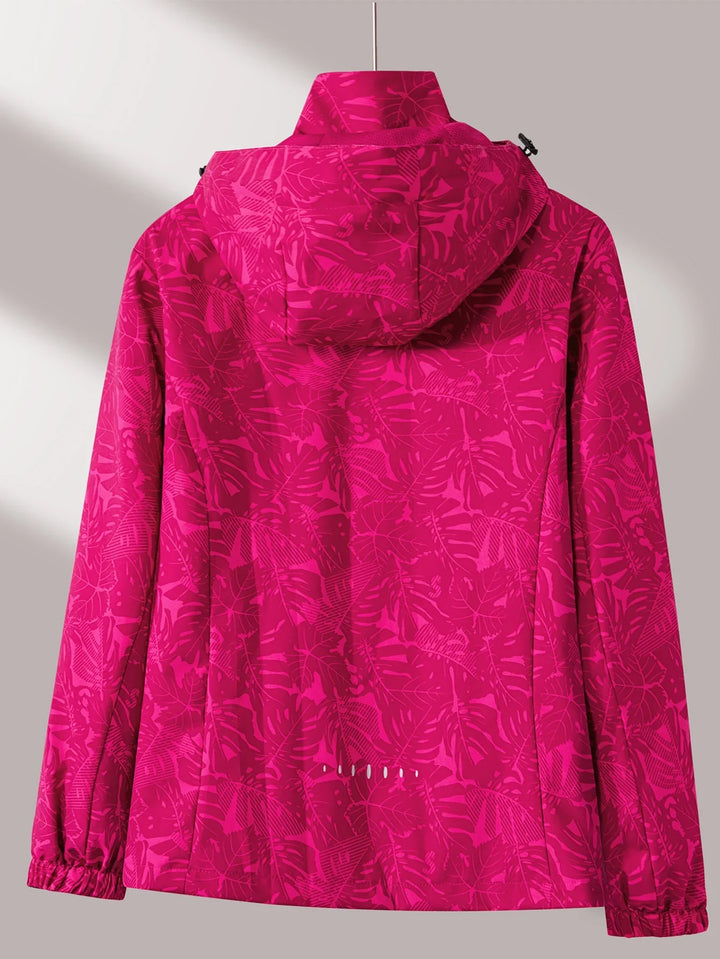 Dames jas | Lichtgewicht outdoor jack met bloemenprint en capuchon
