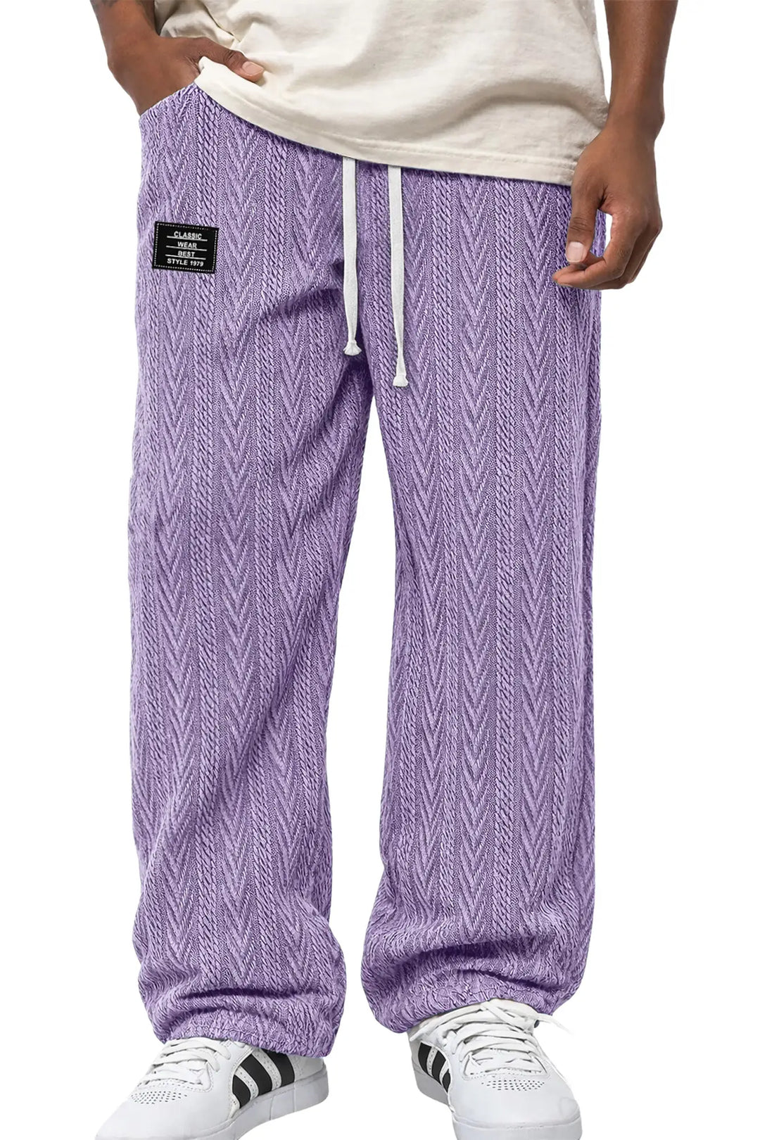 Heren broek | Jacquard broek met elastische taille