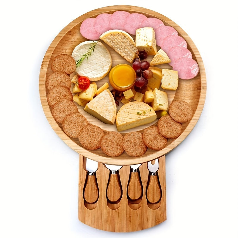 Borrelplank cadeau set | Bamboe kaasplank met messen