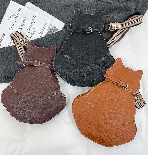 Dames crossbody schoudertas in katvorm met verstelbare schouderband