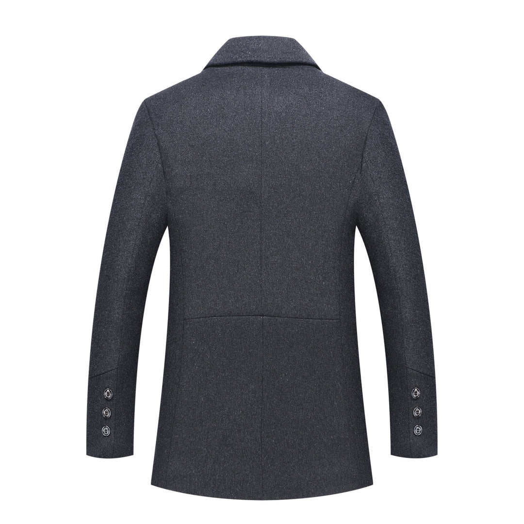 Trenchcoat | Heren lange winterjas met fleece voering en geruite reverskraag