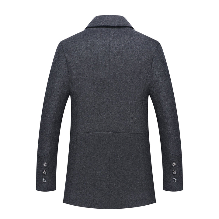 Trenchcoat | Heren lange winterjas met fleece voering en geruite reverskraag