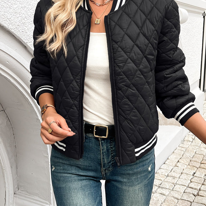 Bomberjack dames | Gewatteerd quilted jas met ritssluiting