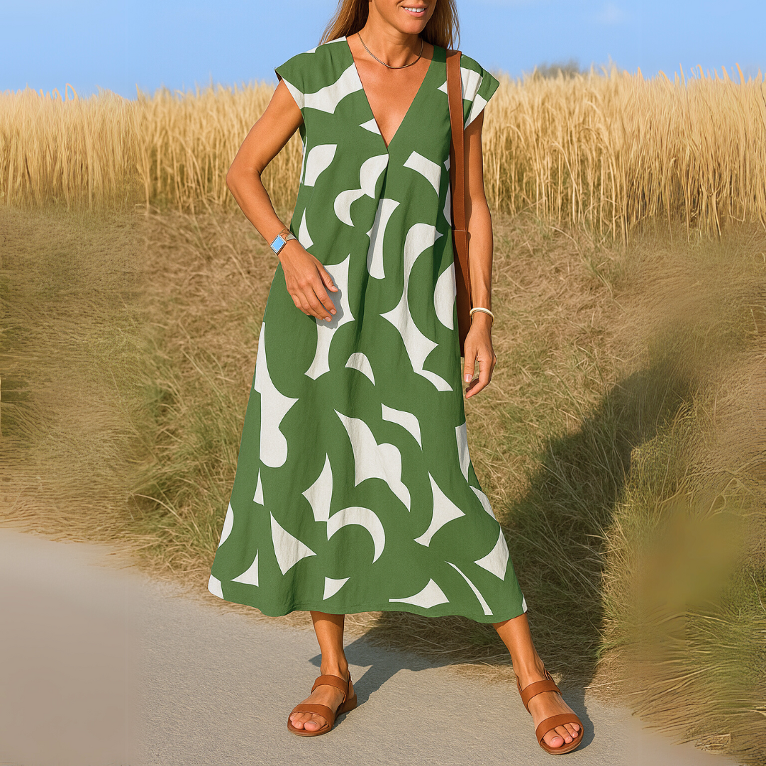 Maxi Jurk voor Dames – Moderne Print, Licht & Elegant