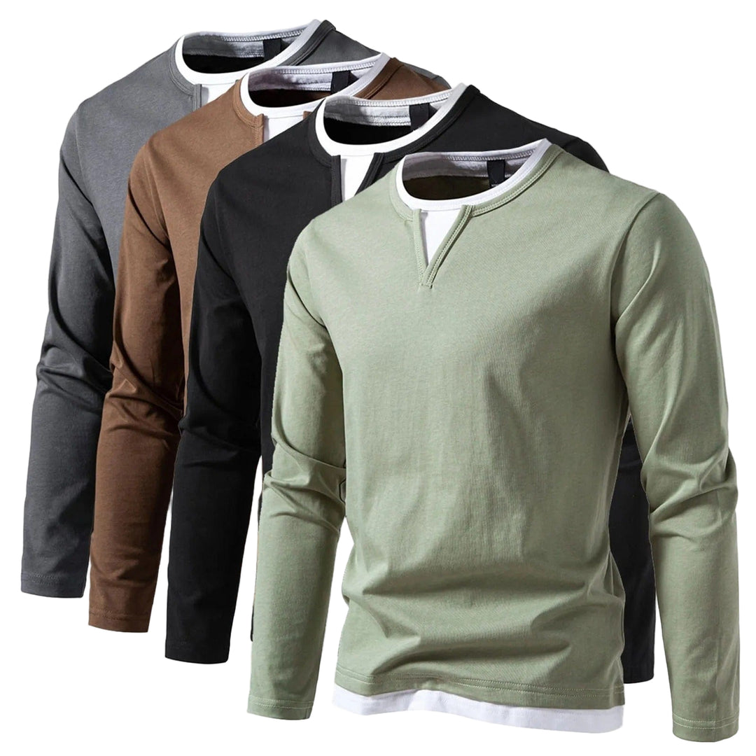 Henley | Heren lange mouw shirt met minimalistische Henley-kraag