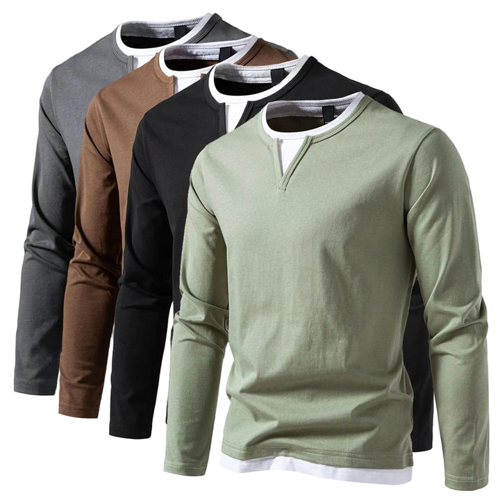 Henley | Heren lange mouw shirt met minimalistische Henley-kraag