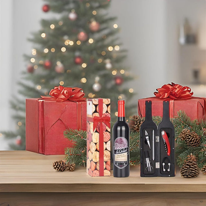 Wijn cadeau set | 5-delige wijnaccessoires in flesvorm