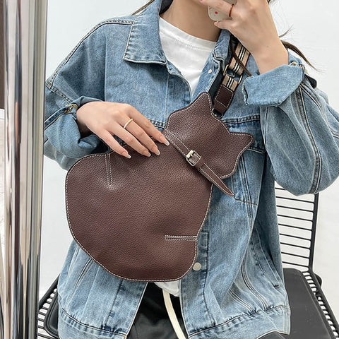 Dames crossbody schoudertas in katvorm met verstelbare schouderband