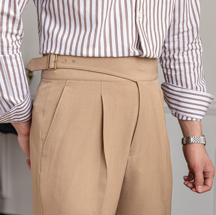 Gurkha Pantalon | Heren geplooide straight leg broek