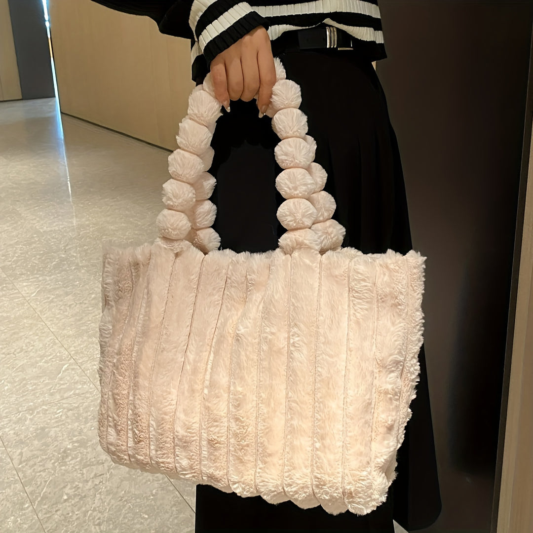 Dames tas | Pluche puffy schoudertas dames met grote capaciteit