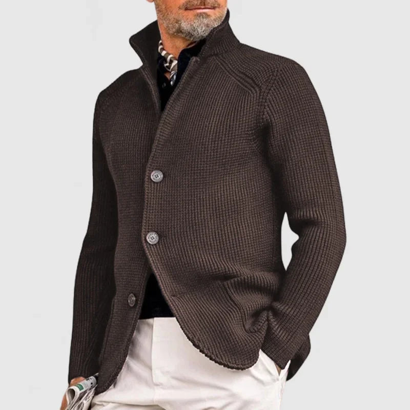 Elegante heren cardigan | Gebreide blazerstijl met knopen en opstaande kraag