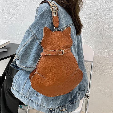 Dames crossbody schoudertas in katvorm met verstelbare schouderband