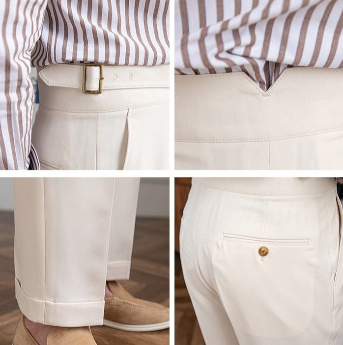 Gurkha Pantalon | Heren geplooide straight leg broek