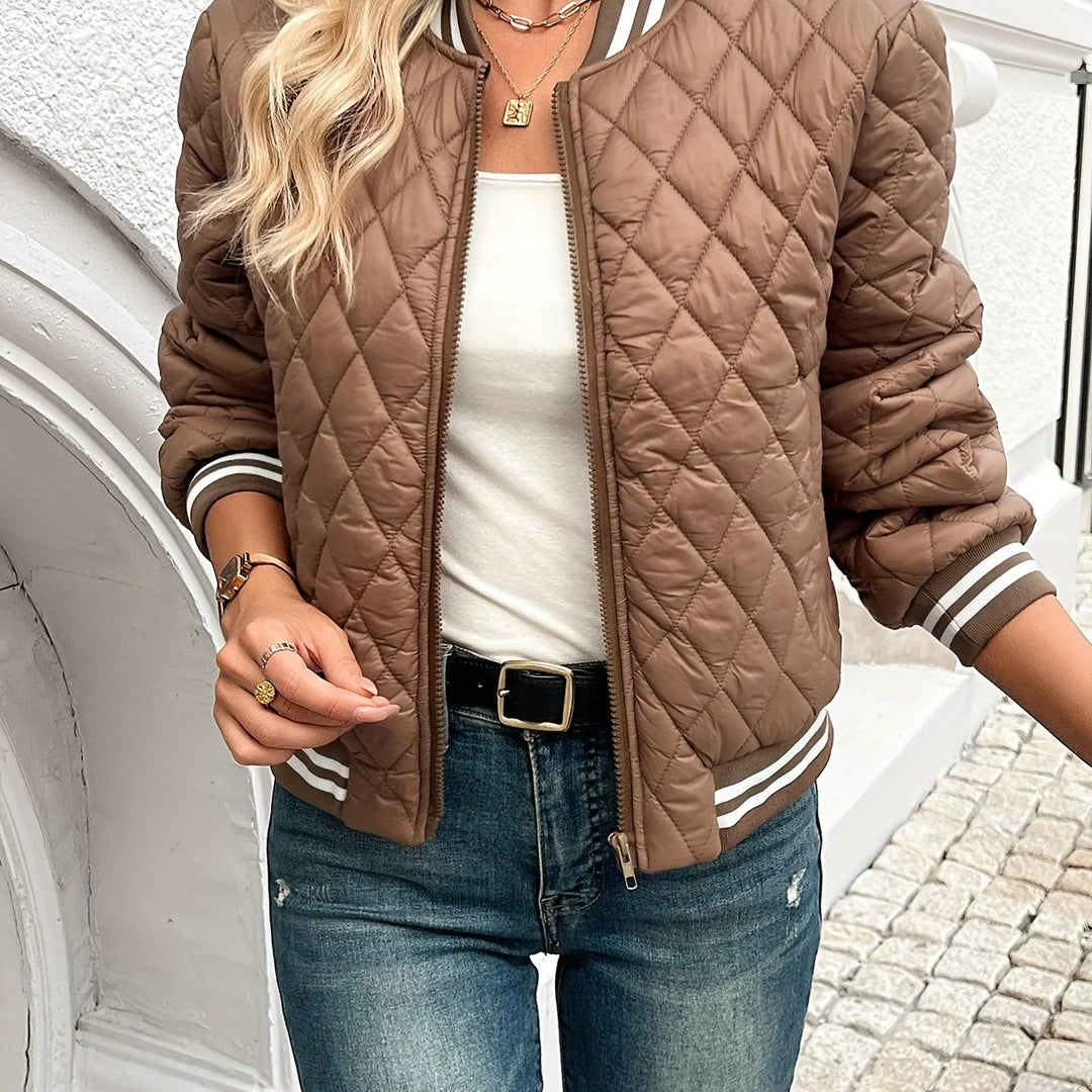 Bomberjack dames | Gewatteerd quilted jas met ritssluiting