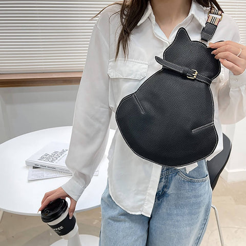 Dames crossbody schoudertas in katvorm met verstelbare schouderband