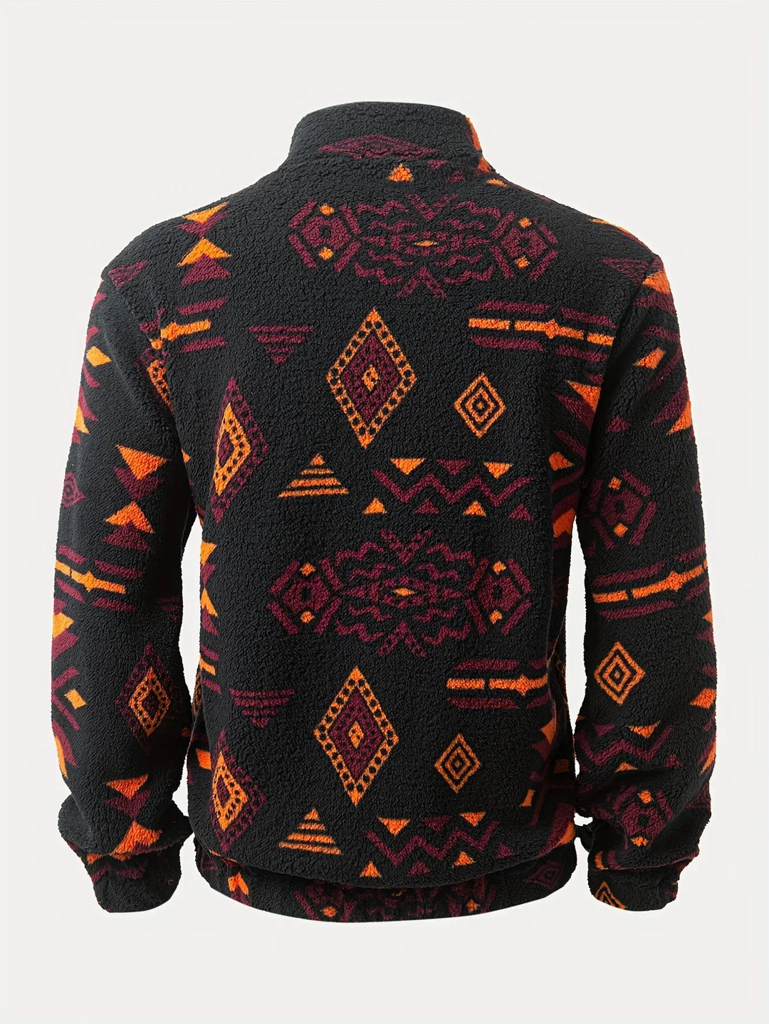 Heren fleece trui | Half zip bohemian sweater met geometrisch patroon