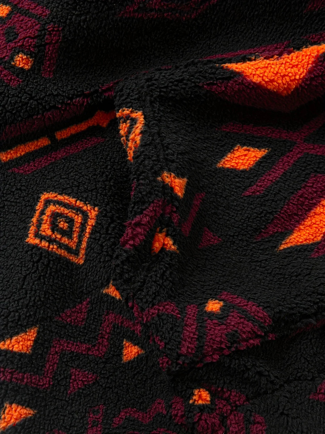 Heren fleece trui | Half zip bohemian sweater met geometrisch patroon