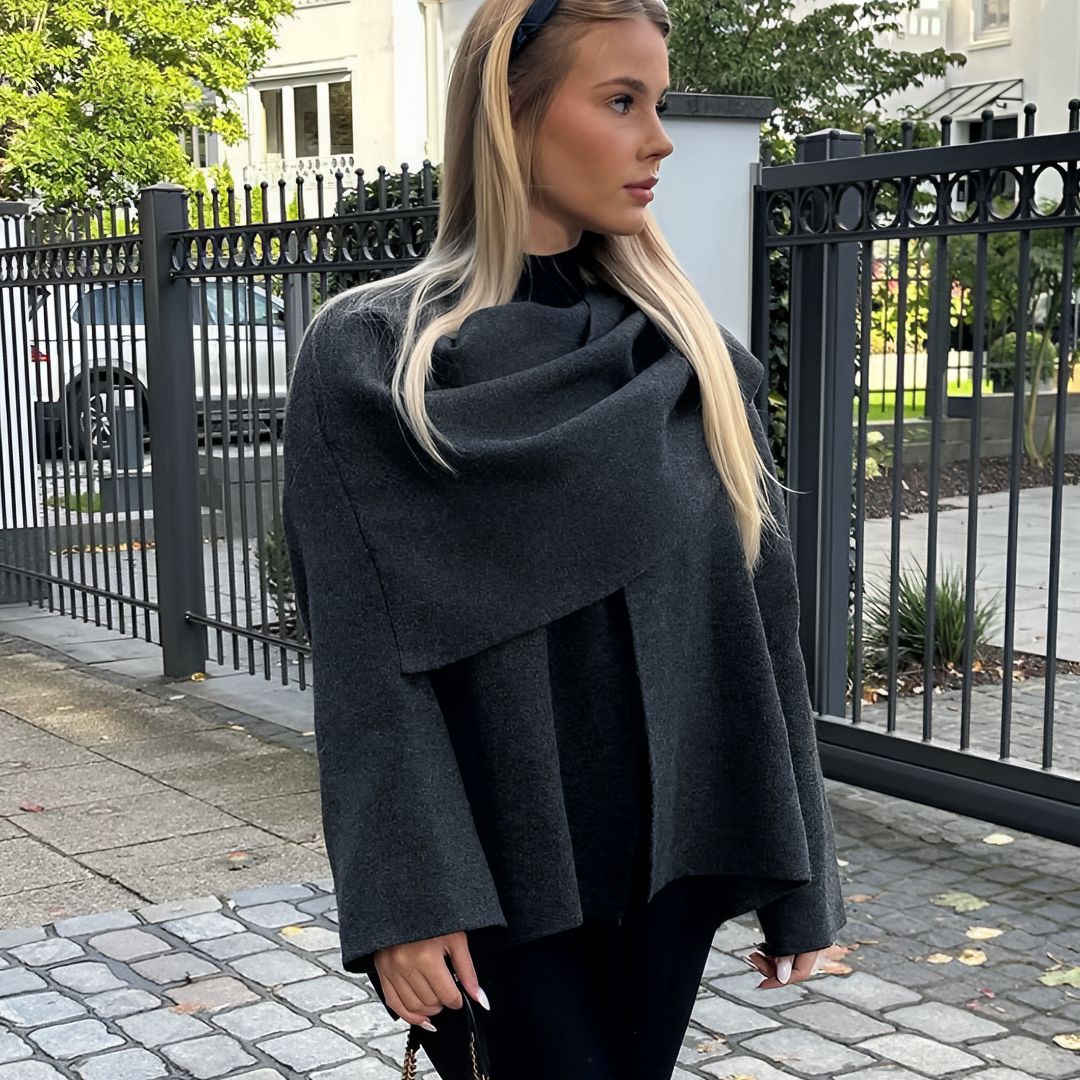 Poncho dames | Asymmetrische cape met brede kraag