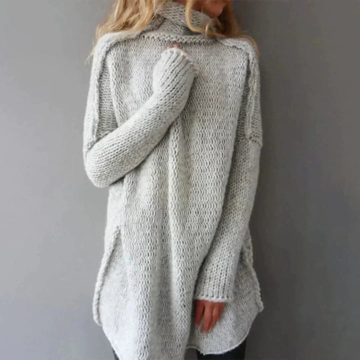 Dames trui | Oversized gebreide coltrui in wolblend