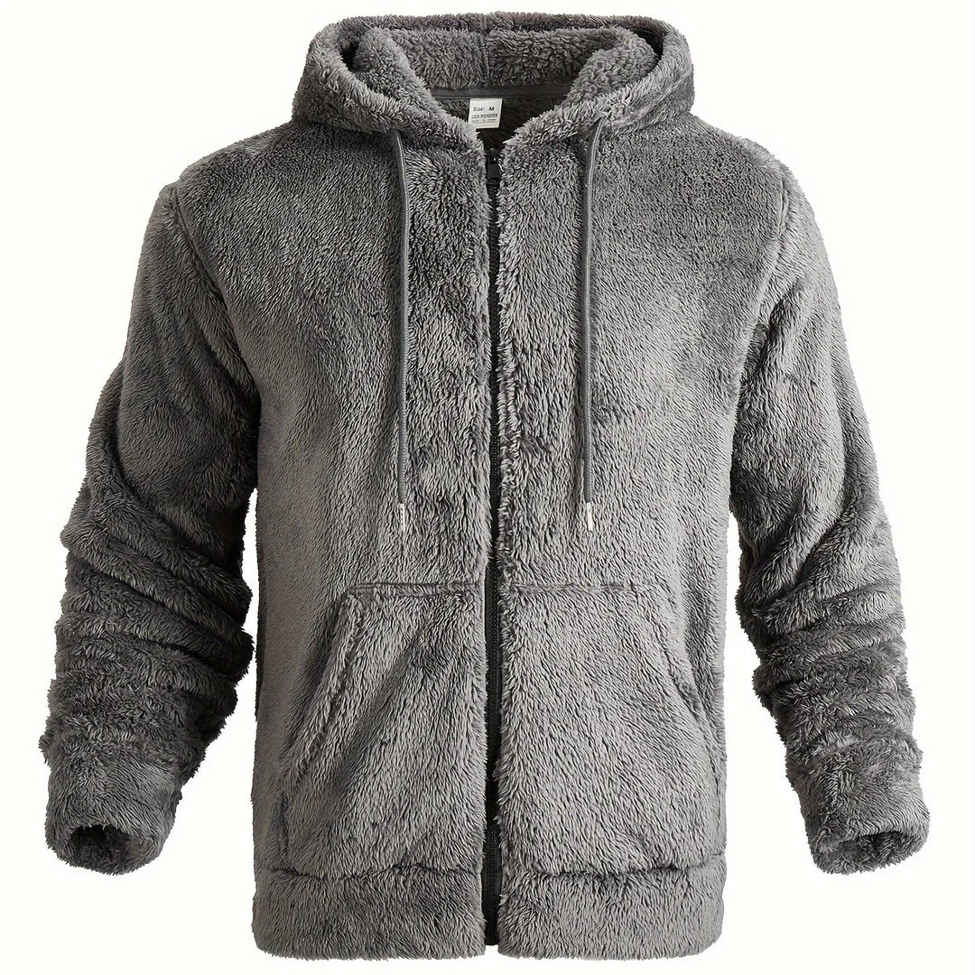 Heren teddy hoodie | Warme fleece trui met rits en capuchon