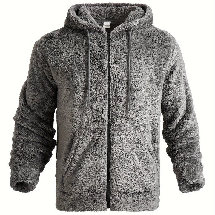Heren teddy hoodie | Warme fleece trui met rits en capuchon
