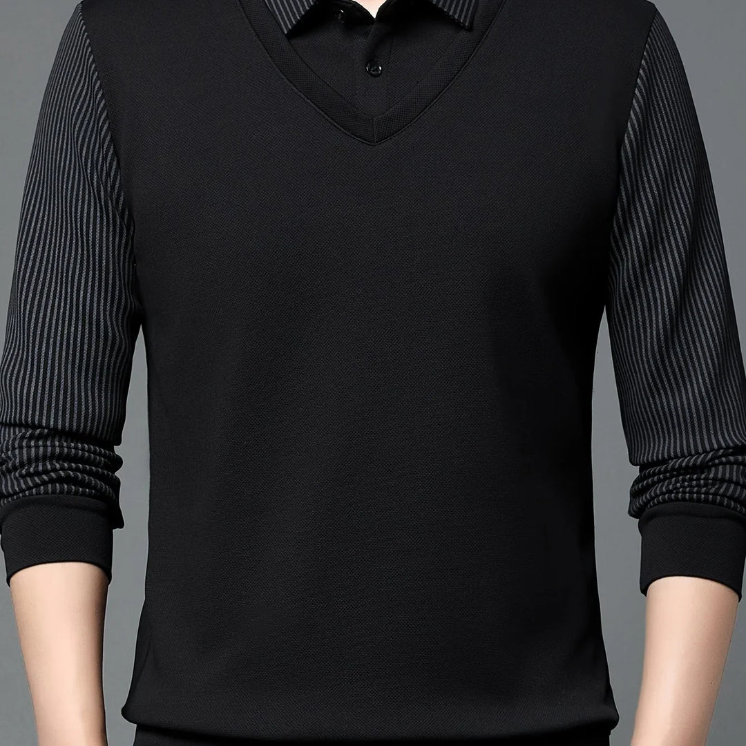 Heren trui | Gebreide sweater met kraag en lange mouw