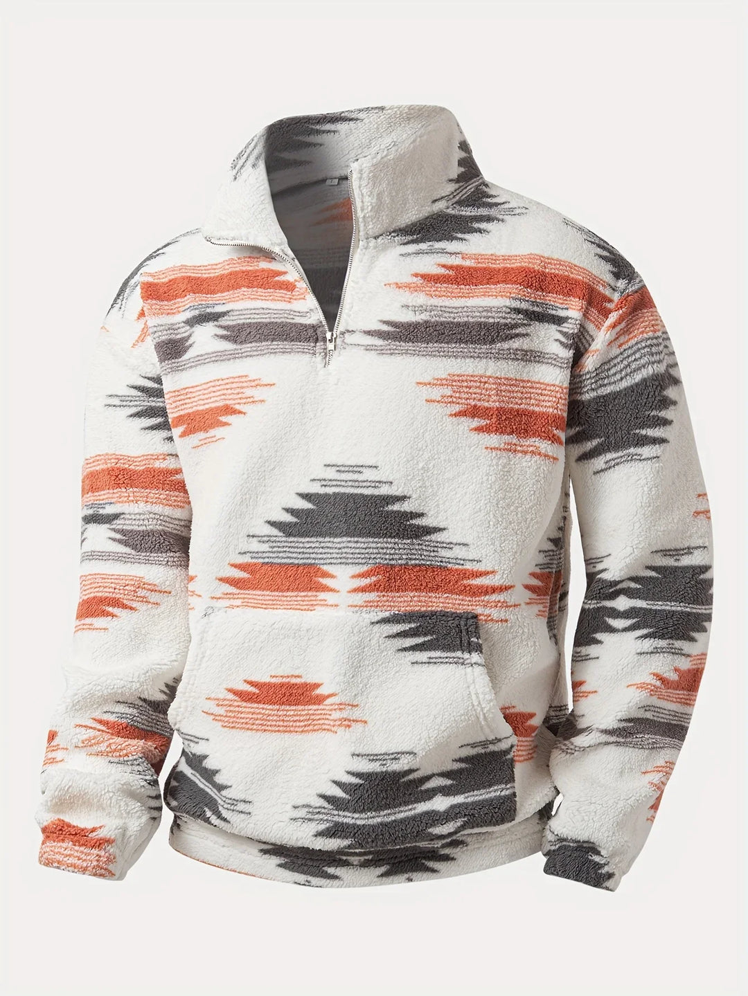 Heren fleece trui | Half zip sweater met aztec print