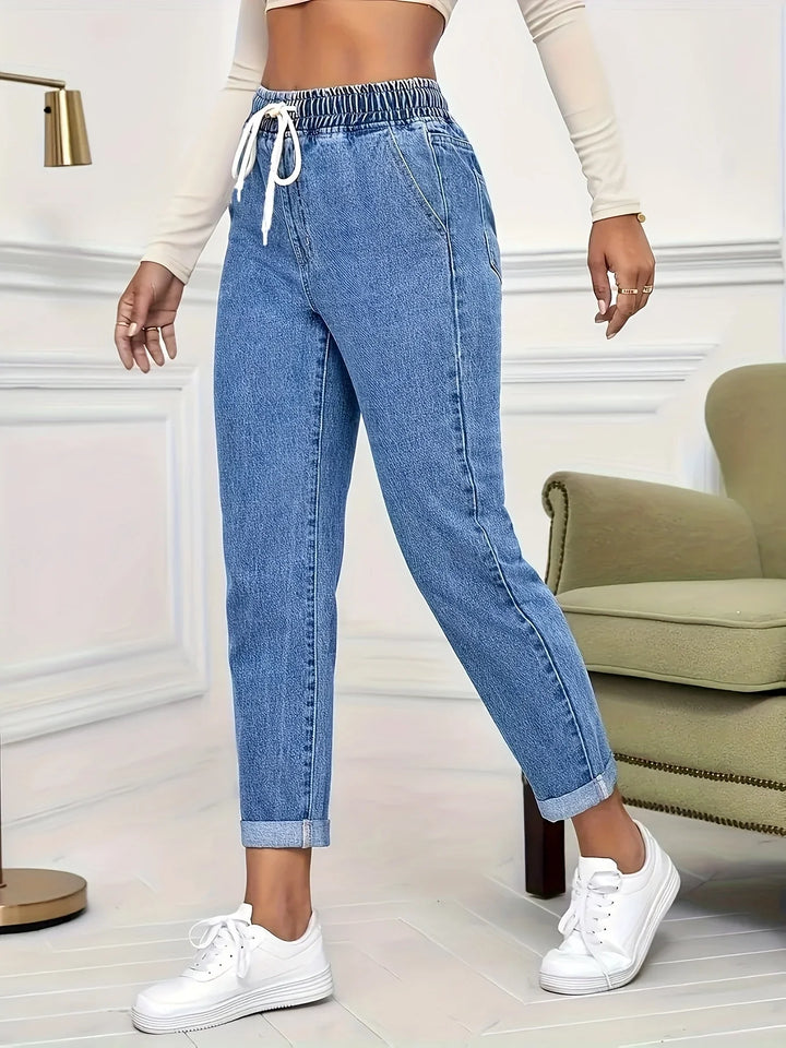 Dames jeans | Lichte spijkerbroek met elastische taille
