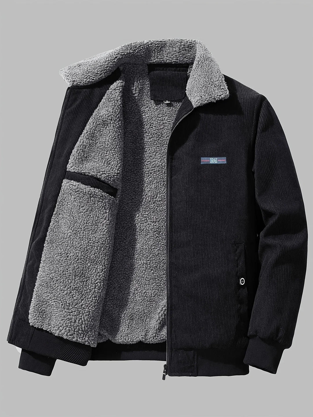 Heren winterjas | Corduroy jas met fleece voering en kraag