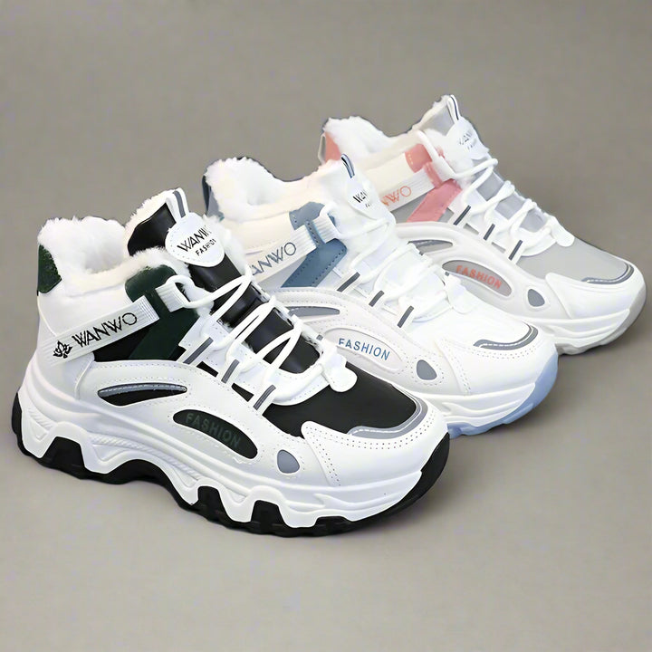Sneakers dames | Witte casual schoenen met platte zool